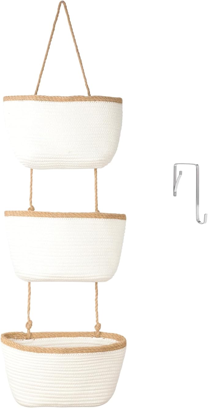 TeoKJ 3-Tier Wall hanging Storage Bags, Over the Door Organizer, Decorative