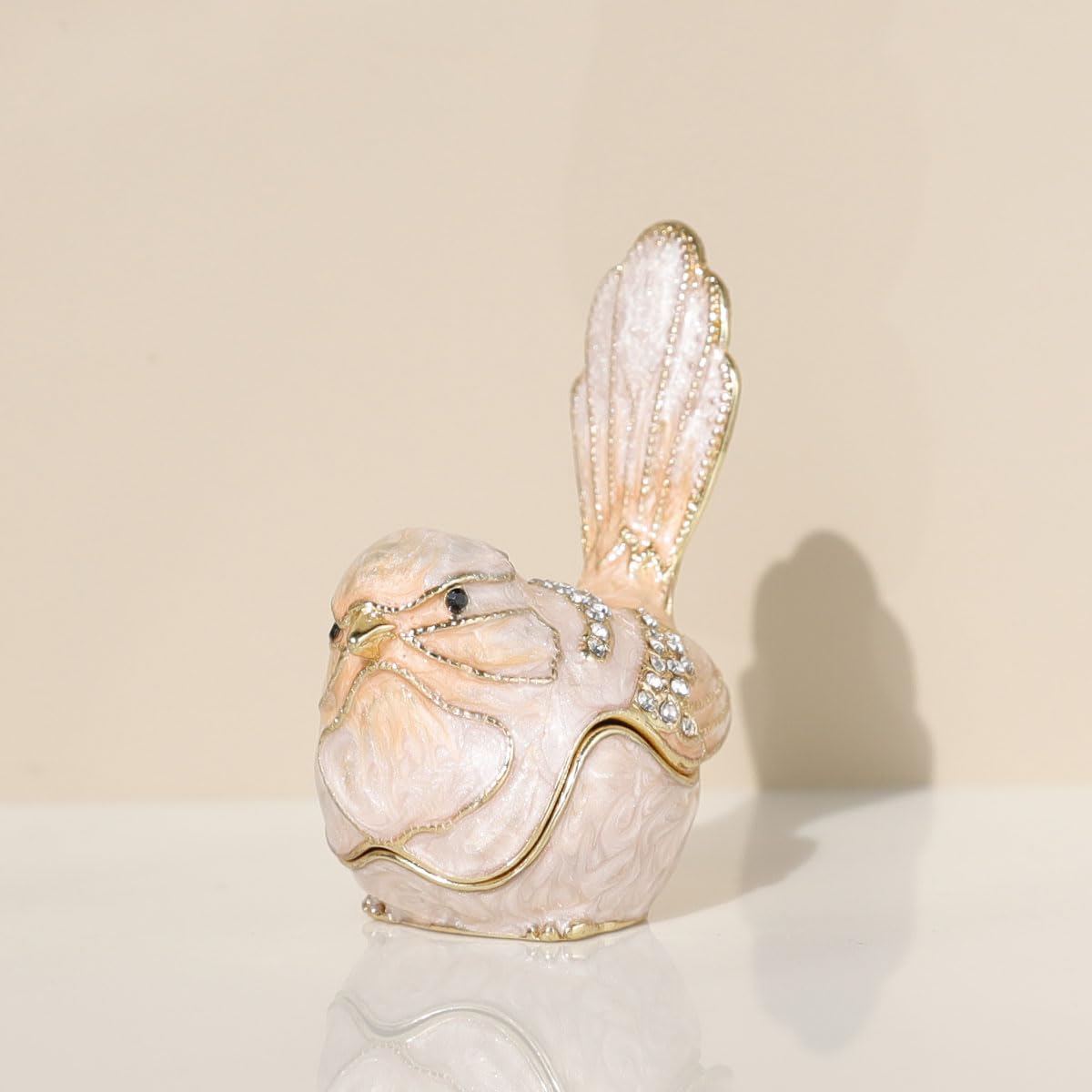 SIQIZHOU Bird Trinket Box Golden Crystal Enameled Hand-Painted Hinged Animal Jewelry Box, Elegant Home Decor & Unique Gift for Bird Lovers decor for home