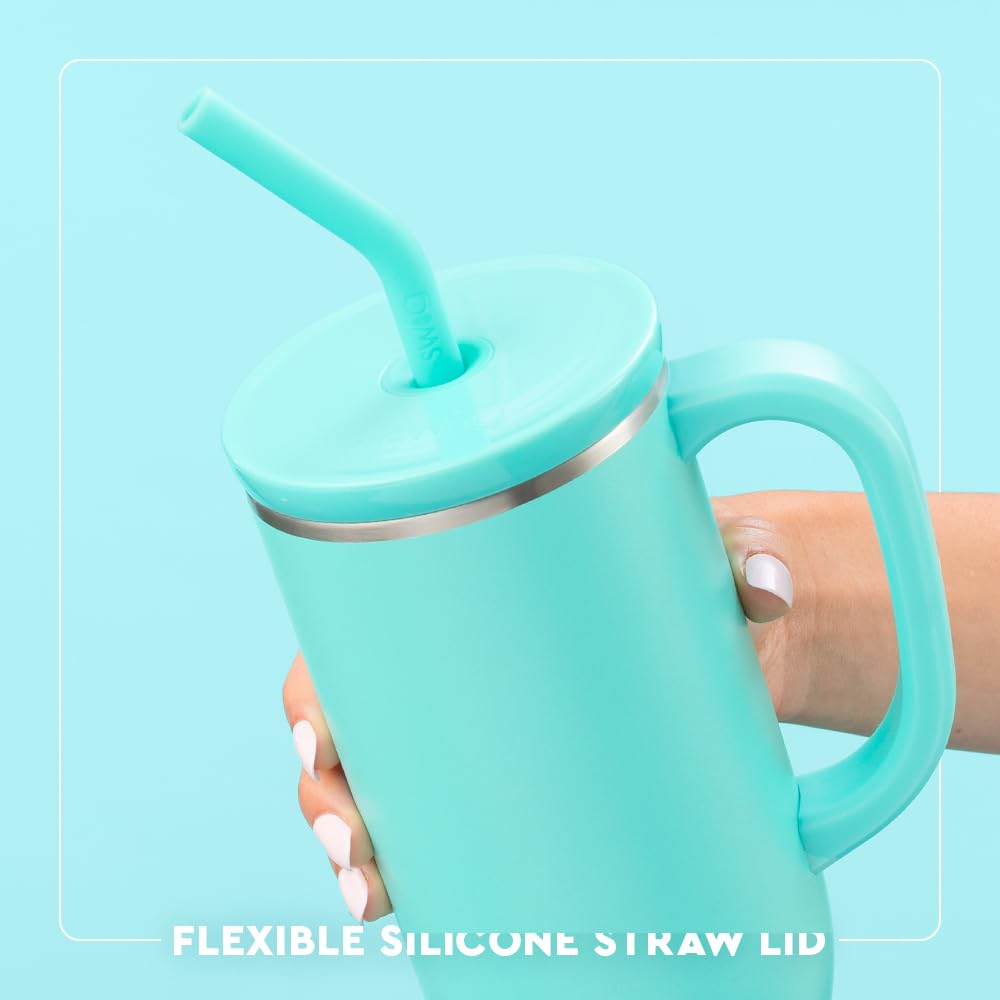 Swig Life 30oz Mega Mug, 30oz Tumbler with Handle and Straw, Large Insulated Tumblers, Cup Holder Friendly Travel Mug, Stainless Steel 30 oz Tumbler, Reusable Insulated Water Bottle (Mr Claus)