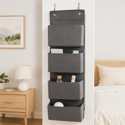 Joyful Moose Over the Door Hanging Organizer Closet Storage Bins Grey