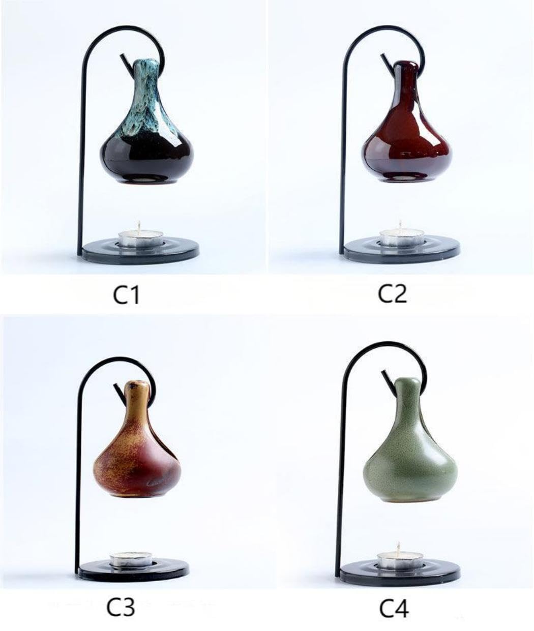 Warmself Tear Drop Essential Oil Burner Wax Melt Burners, Aromatherapy Aroma Burner Ceramic Oil Diffuser Candle Tealight Holder Home Bedroom Decor-C1