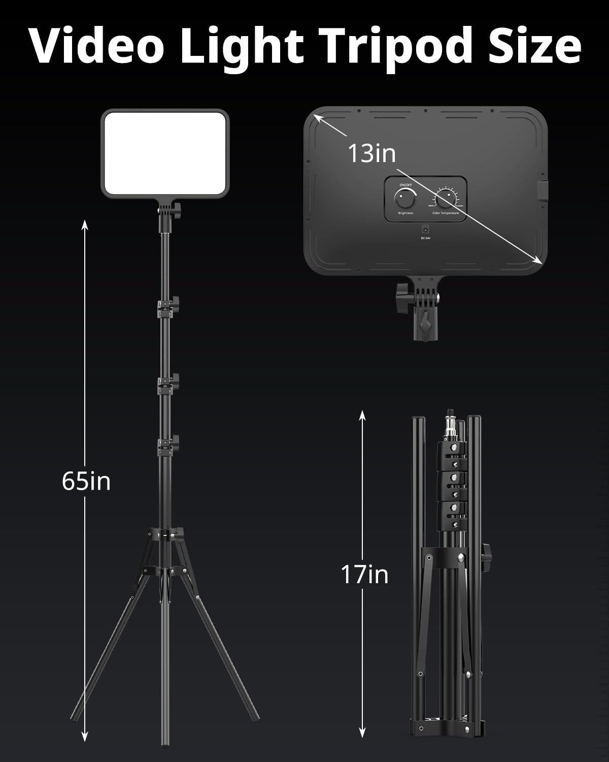 UBeesize 2 Pack LED Video Light Kit, Photography Lighting, 13" Studio Lights with 65" Tripod Stand and Phone Holders, Podcast Lighting for Video Recording,Tiktok,YouTube