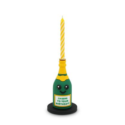 GOOFBALLS Funny Birthday Candle Holder – Humorous Party Decoration & Gag Gift – Quirky Cake Topper for Adults & Friends - Champagne