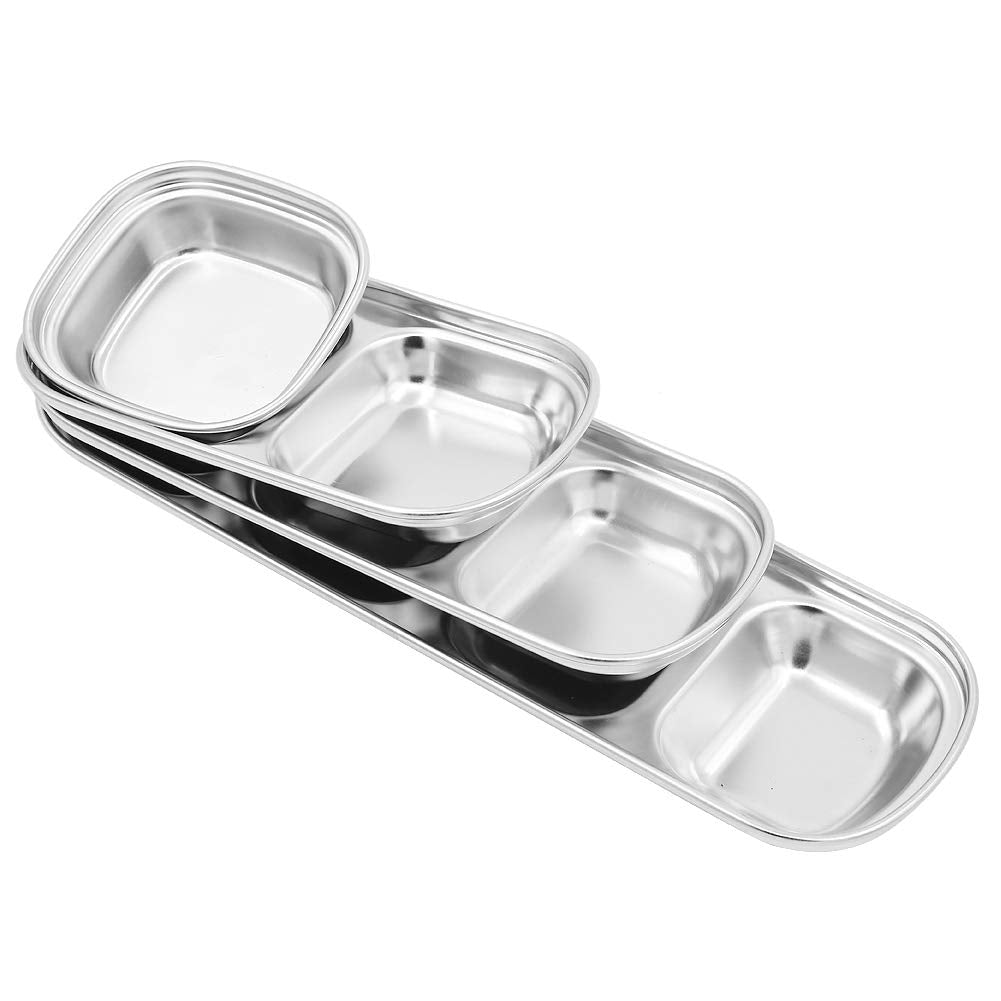 Apol 4 Pcs Stainless Steel Modern Condiment Dishes, Seasoning Dishes for Appetizer, Snacks, Condiments