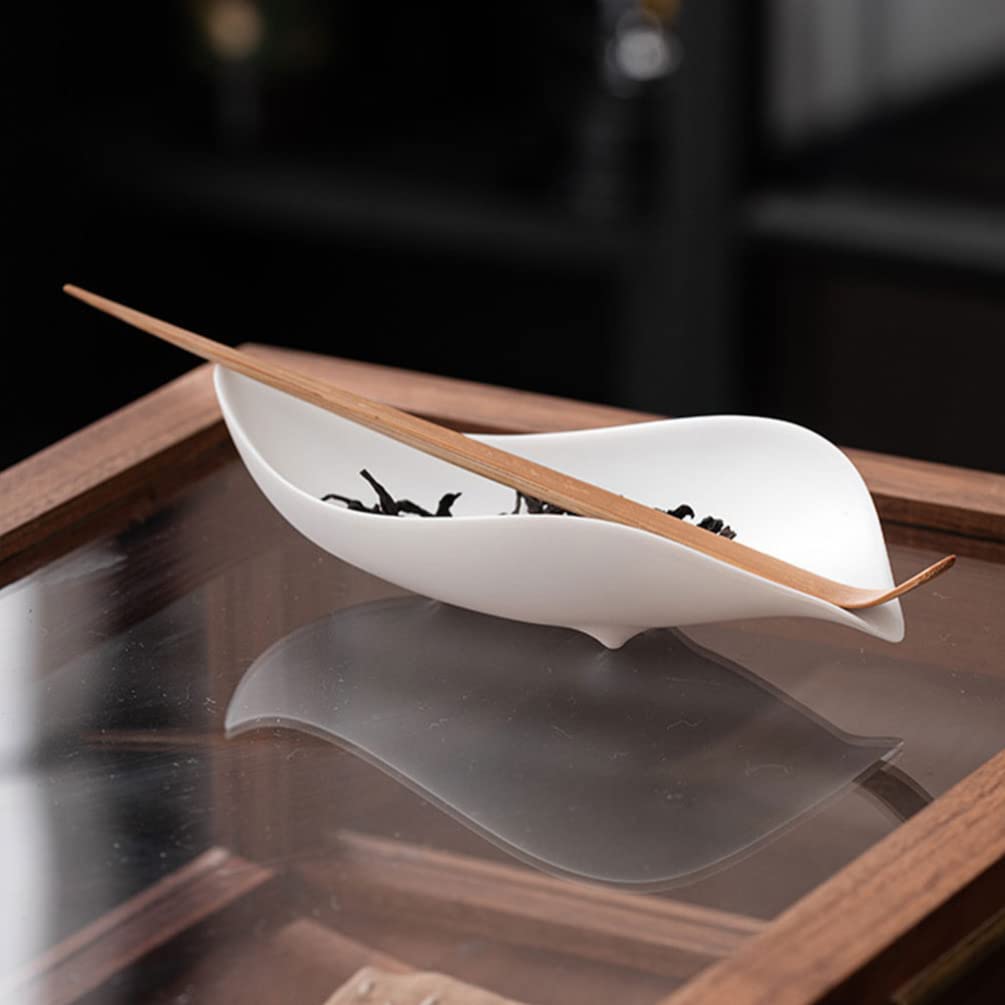 BESTonZON Tea Scoop Set Porcelain Loose Leaf Tea Dispenser and Shovel Lightweight Ceramic Spoon for Precise Measuring and Brewing at Home or Gatherings 5.78X2.36X1.18In