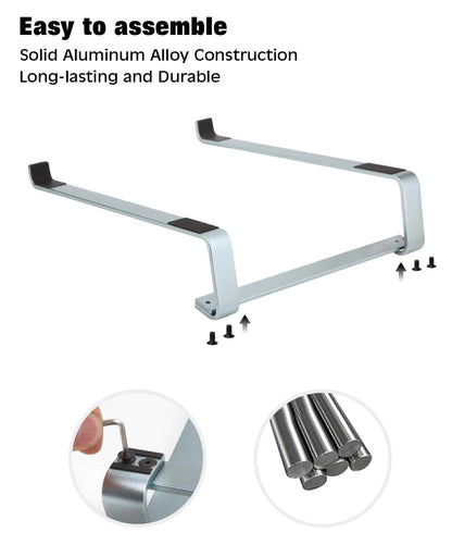 Thibault Aluminum Laptop Stand for Desk - Cooling Ergonomic Design - Fits MacBook Air Pro/DELL/HP/Lenovo/ThinkPad/Alienware - 14/15.6/16 -Easy Assembly- Ventilated Laptop Stand - Blue Grey