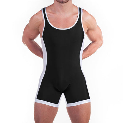 DLSMDOUS Men's Wrestling Singlets Sleeveless Athletic Supporters Wrestling Uniform Sports Bodysuit Jumpsuits for Fun 4309 Black S