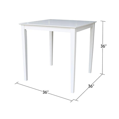 Solid Wood Counter Height Dining Table, 36 Inch High, White