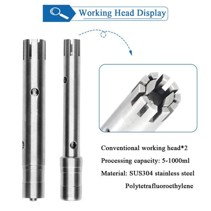 MXBAOHENG High Speed Homogenizer Lab Disperser Emulsifier 5~1000ml Speed Adjustable 6000~22000rpm w/ 2 Working Heads (110V)