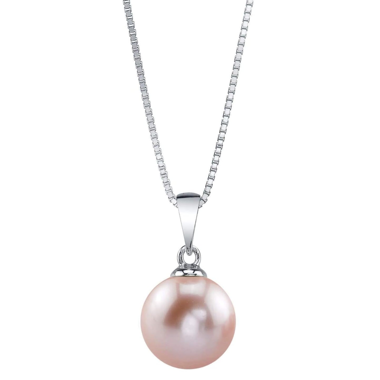 The Pearl Source Real Pearl Pendant Necklace for Women, 14K Gold Plated 925 Sterling Silver, Genuine AAAA Cultured Freshwater Pearl, 8mm Pink Pearl Necklace with 16-20 Inch Adjustable Chain