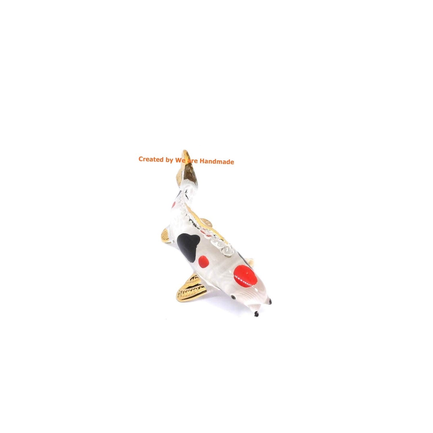 Handmade Mini 3" Koi Fish Carp Figurine Art, Cool Stuff, Miniature Animals, Home or Garden Decor Gift Ideas (Kanako Sanke Style)
