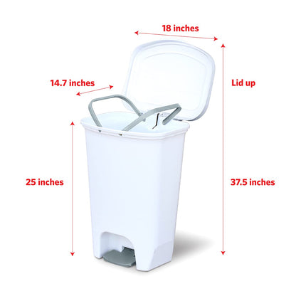 Glad Premium 20 Gallon Trash Can - Plastic Kitchen Waste Bin with Odor Protection of Lid, Stainless Steel Step On Foot Pedal and Garbage Bag Rings, Black