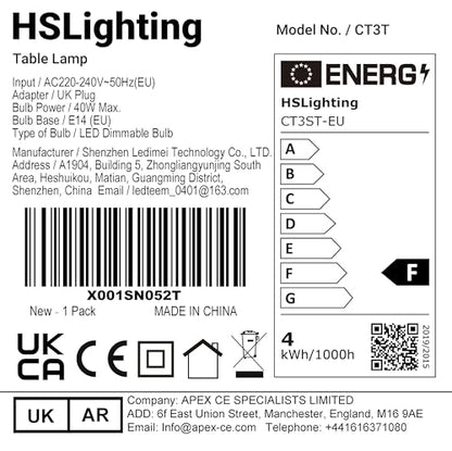 HSLighting Bedside Lamps, Touch Control Glass Table Lamp 3-Way Dimmable Wooden Grained Base Small Touch Lamps Bedside Minimalist Nightstand for Living Room Bedroom Children Room Decor with LED Bulb