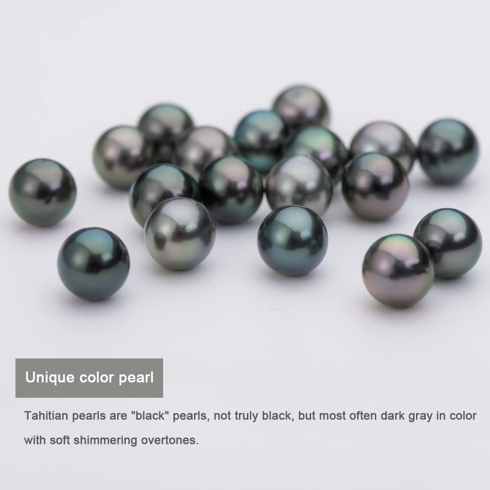 DENGGUANG Genuine Tahitian Black Pearl Necklace for Women, Sterling Silver 9-10mm Real Pearl Pendant Necklace, Anniversary Birthday Mothers Day Jewelry Gift for Mom Women