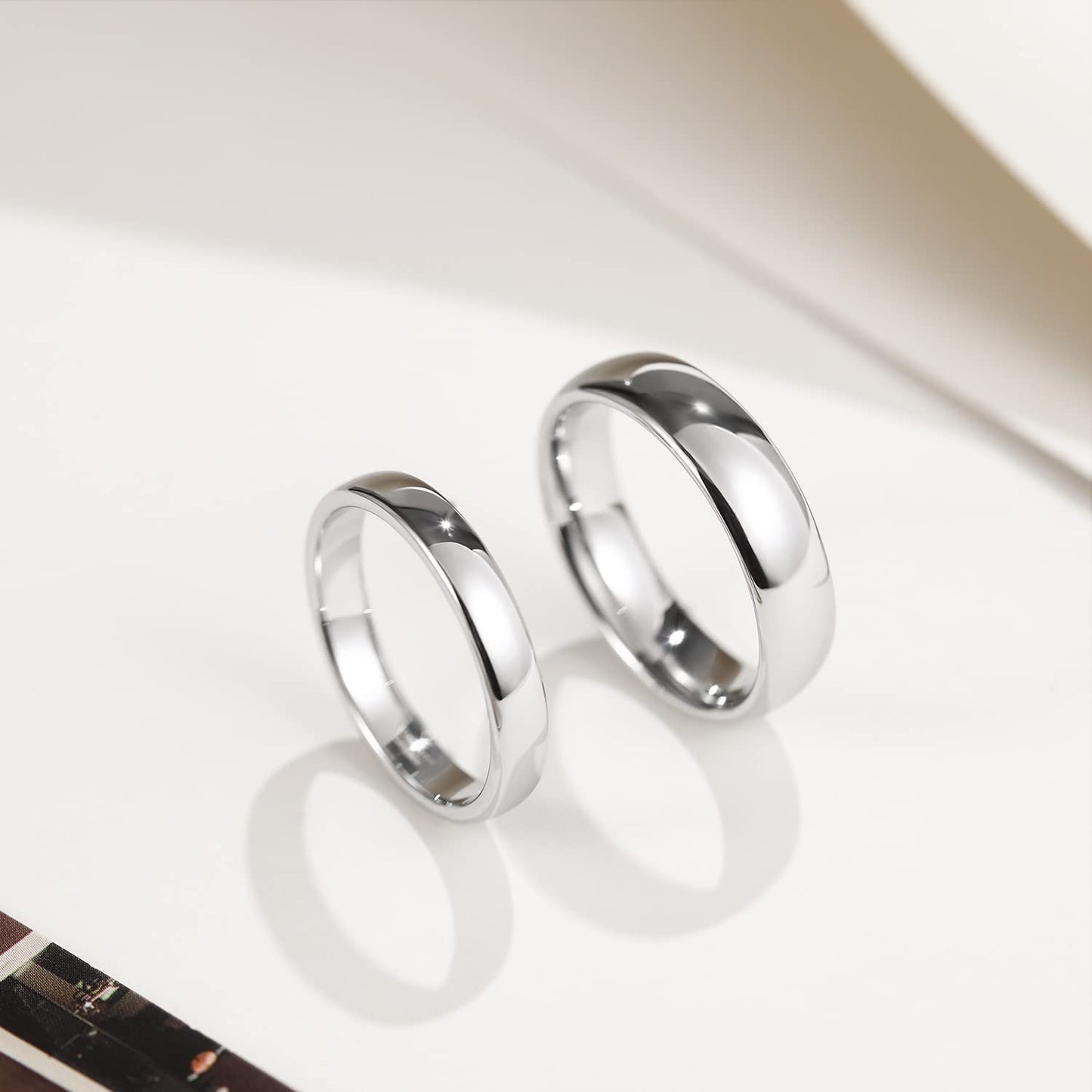 Greenpod 6mm Silver Tungsten Carbide Ring for Men Women Wedding Band High Polished Shiny Domed Comfort Fit Size 6.5
