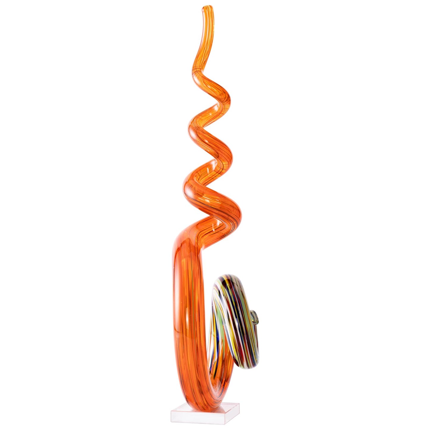 15" Tall Hand-Blown Murano-Style Glass Sculpture Statues Art Ornament Statue Figurines Home Decor Accent Piece Coastal Ocean Nautical Home Decor,Shelf,TV Stand,Tabletop Centerpieces,Wonderful Gift