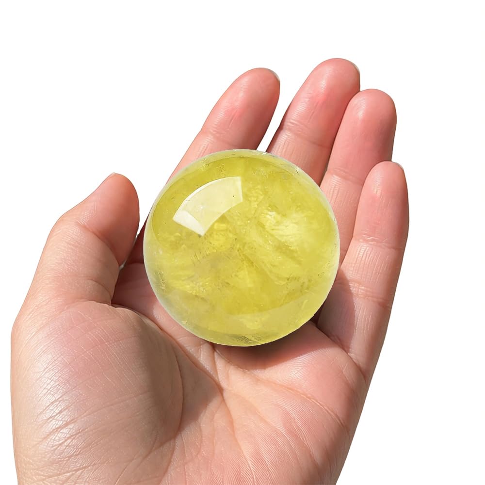 1.57-1.97inch/4-5cm Natural Citrine Crystal Ball, Hand Polished Yellow Quartz Sphere, Reiki Healing Crystal Sphere, Energy Balancing Stone Crafts, Feng Shui Home Desktop Ornament, Decorative Gift