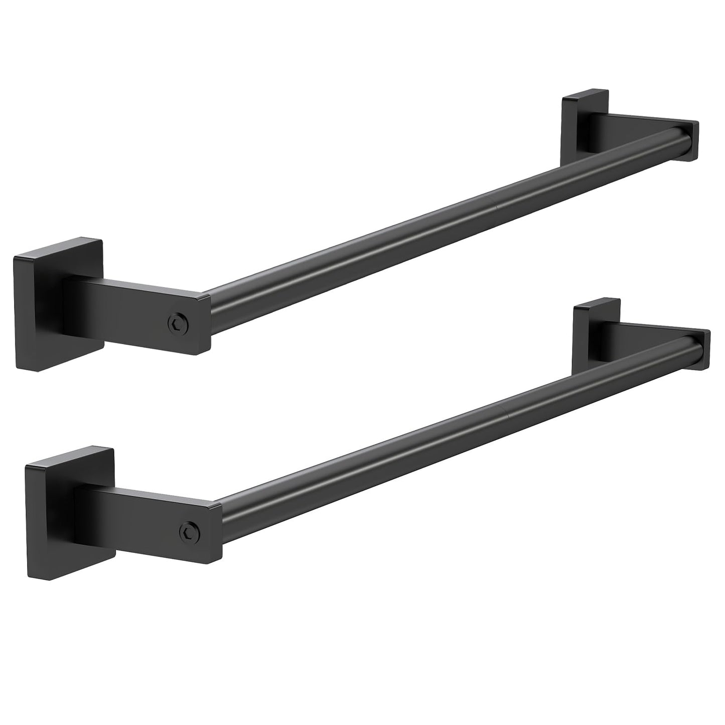 MKO Towel Bar for Bathroom, 24" Hand Towel Holder Rod with Metal, Black Towel Racks for Bathroom Hanger Wall Mounted for Home Essentials, 2 Pack