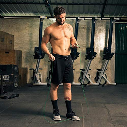 WOD Nation Adjustable Speed Jump Rope for Men & Children - Blazing Fast Fitness Skipping Rope for Boxing, MMA, Endurance, Exercise, and Gym Workout - Black
