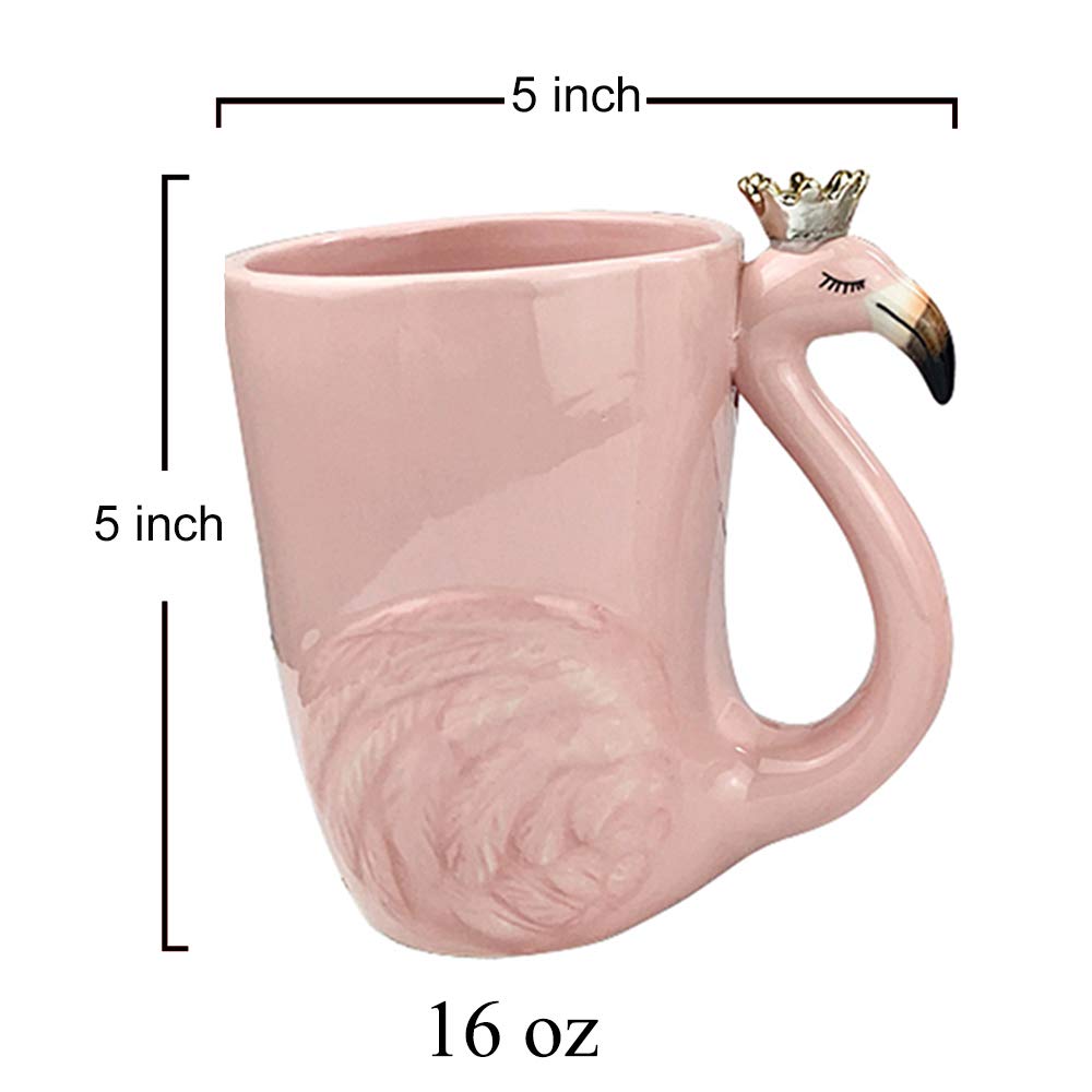 16 oz Cute Pink Coffee Mug Ceramic Flamingo Gift Unique Cups Mom Day Gift for Women Her Grandma Pretty Mug Funny Coffee Cup Funky Xmas Presents for Girlfriend Decorative Animal Decor Christmas Mugs