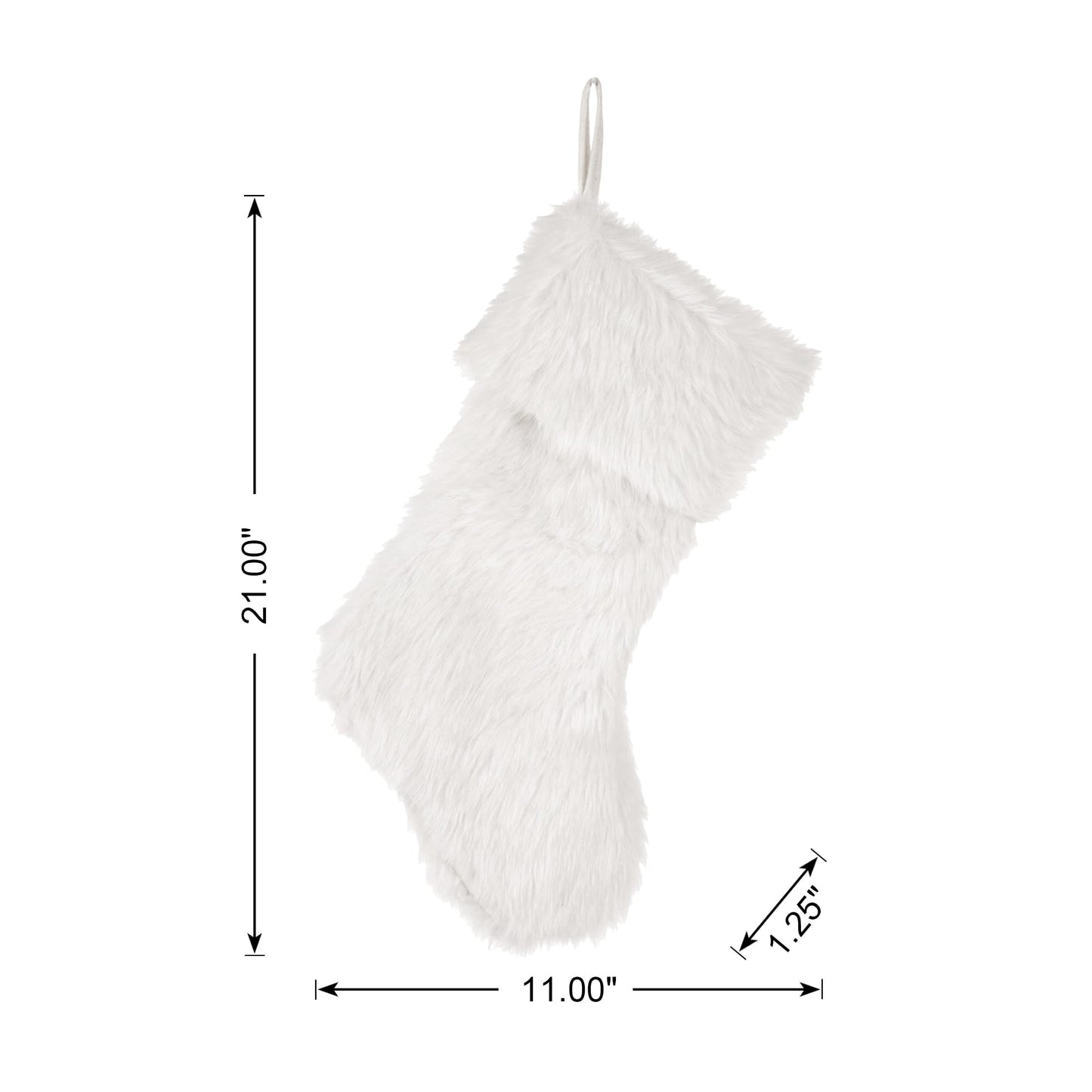 Glithome 21" L White Plush Christmas Stocking with Hooked Xmas Stocking for Christmas Decorations and Party Accessory