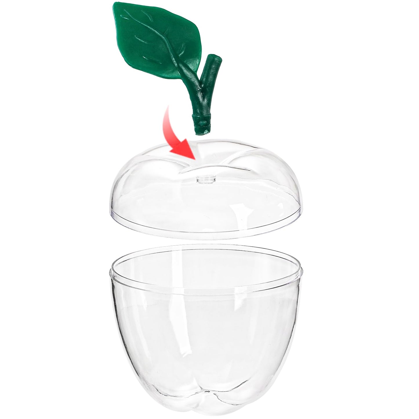 Cididu 4 Pcs Plastic Apple Container, Large Clear Candy Jar with Lid for Teacher Appreciation, Apple Shaped Candy Toy Filling Jars Decor Boxes for Back To School Christmas New Year Gift Snow Party