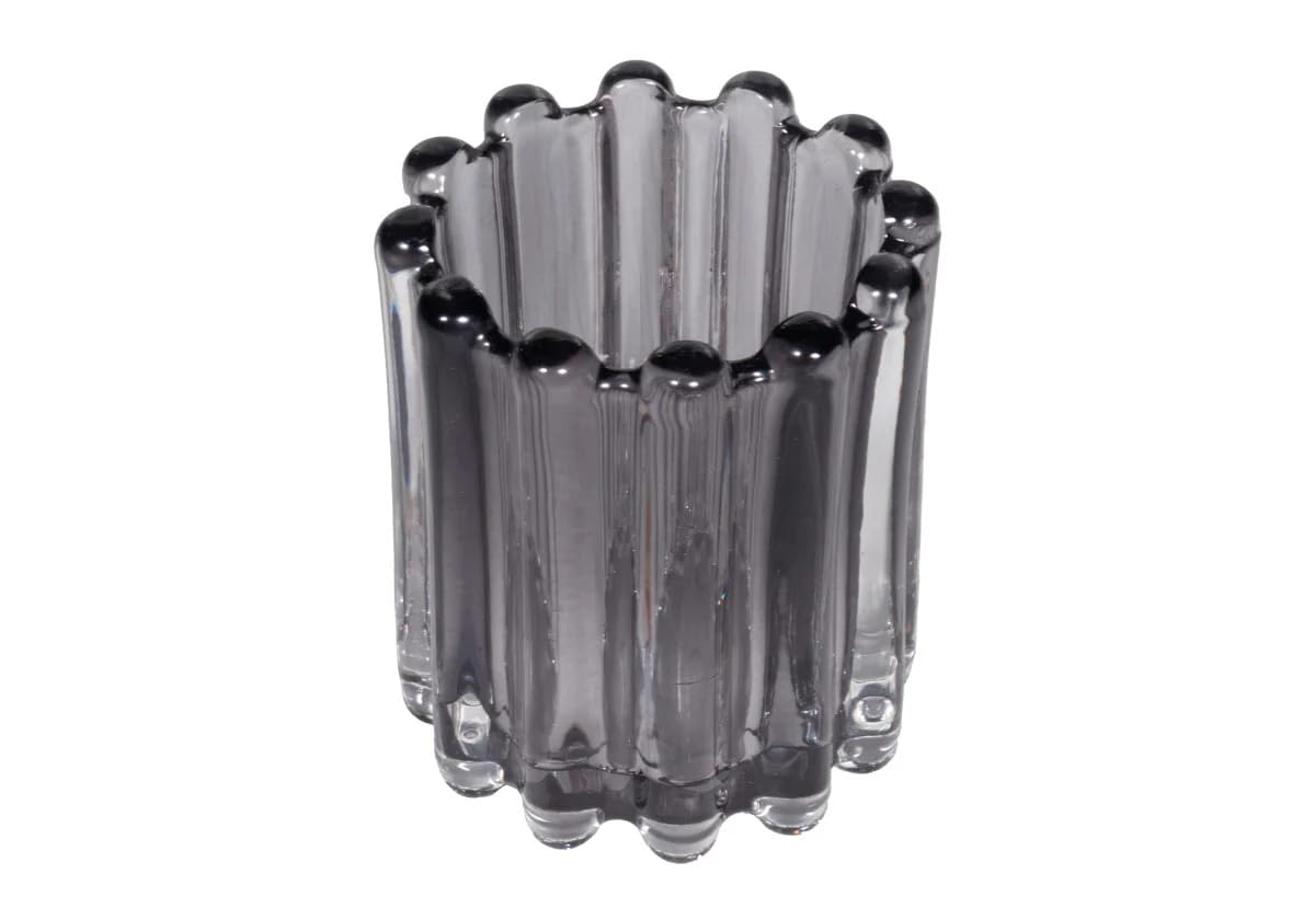 Smoke Remi Reeded Votive — by Alice Lane Home Collection — Sophisticated Smoke Color — Classic Votive, Adorned with Distinctive Bubble Design — for Kitchen, Living Room and Special Occasions