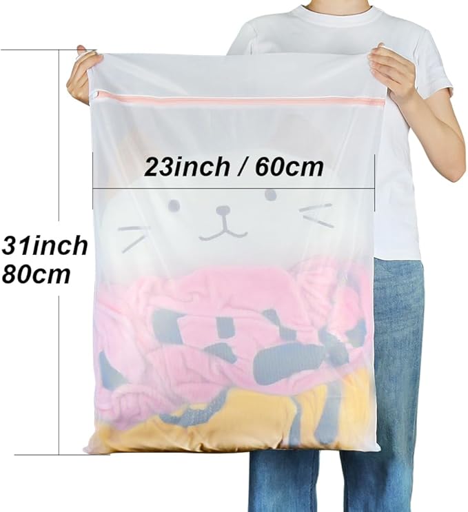 2 Pack Delicates Bag for Washing Machine, 31 x 23 inch Oversize Fine Mesh
