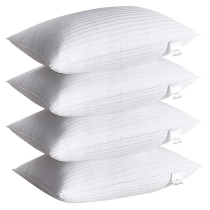 Adam Home Pillows 4 Pack Hotel Quality Side Sleeper Bounce Back Bed Pillow Hypoallergenic & Anti Dust Mite Resistant Premium Filled Hotel Pillows Pack of 4