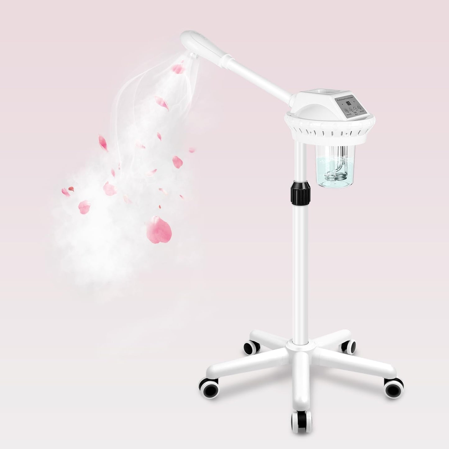 Professional Facial Steamer on Wheels, Facial Steamer for Facial Deep Cleaning, Facial Humidifier for Spa, Adjustable Height for Spa, Salon and at Home Use