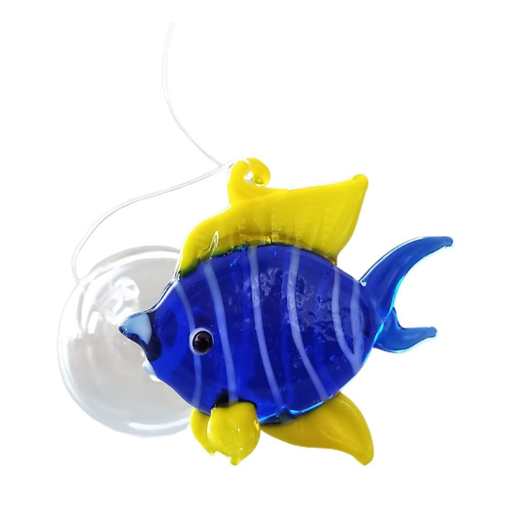 ZHU IN SY Fish Tank Ornaments Color Bubble Fish Miniature Hand Blown Tropical Fish Figurine Art Glass Sea Animals Collection,Set of 6 for Small and Medium Fish Tanks (2)