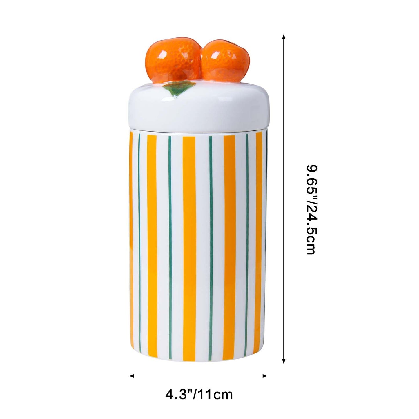 Iryanthos Cookie Jar with Airtight Lid, 9.65" H Ceramic Food Storage Containers for Kitchen Countertop Decor, Personalized Striped Jars with Orange-shaped Lid, For Candy Tea Coffee Spices Nut Honey