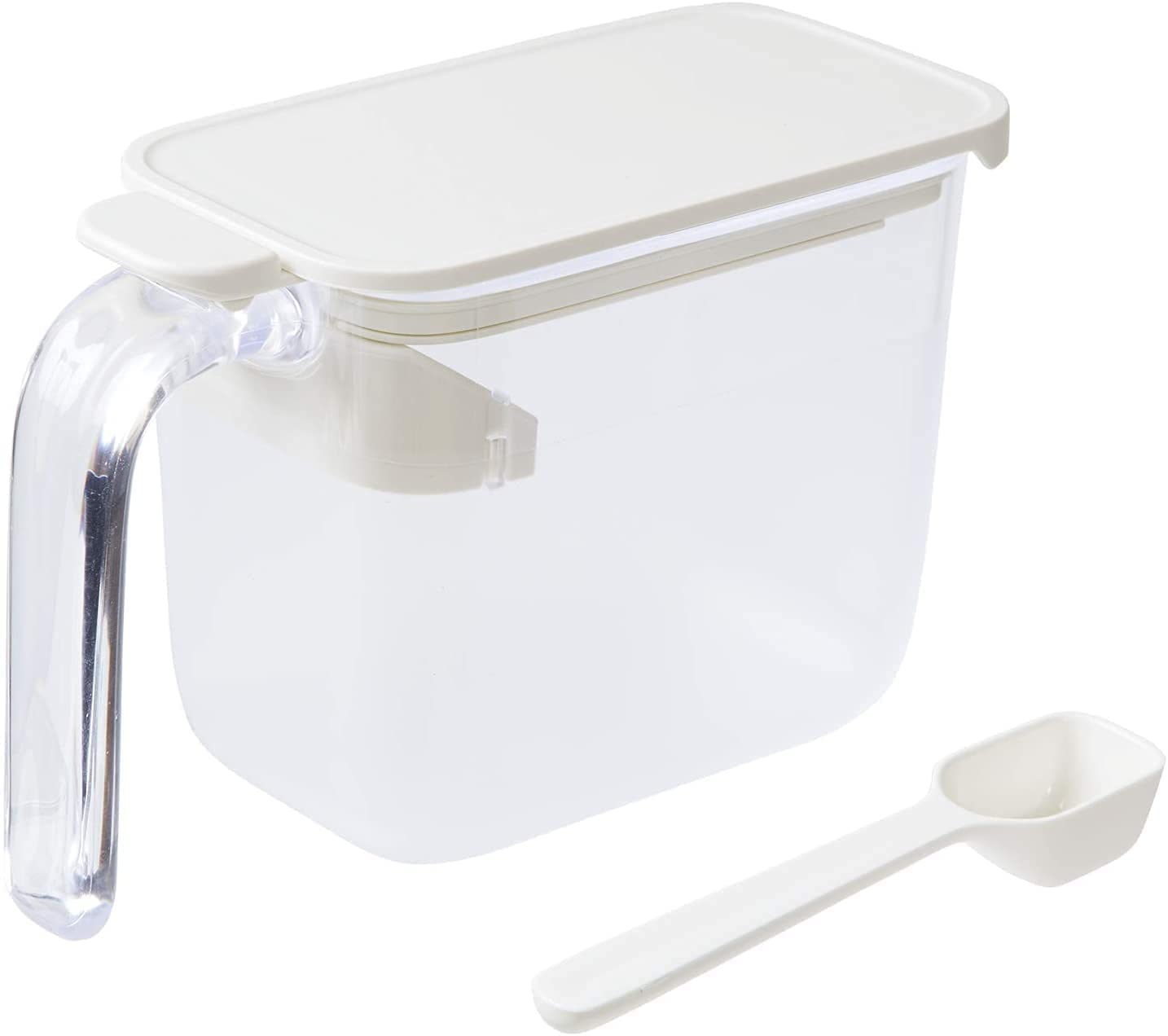 Marna K736W Seasoning Pot with Spoon, White, Condiment Container (with Gasket, Moisture Resistant), Salt and Sugar Container (Good Lock Container)