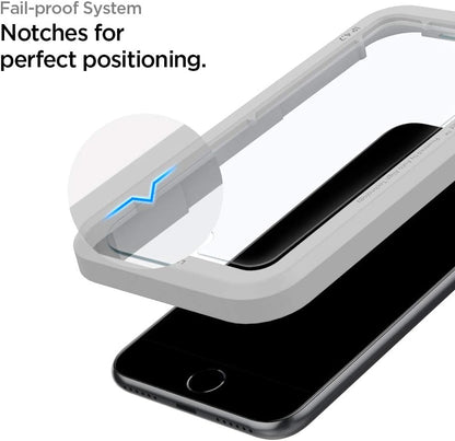 Spigen Tempered Glass Screen Protector [GlasTR AlignMaster] designed for iPhone SE 3 (2022), iPhone SE 2 (2020), iPhone 8, iPhone 7 (2 Pack)