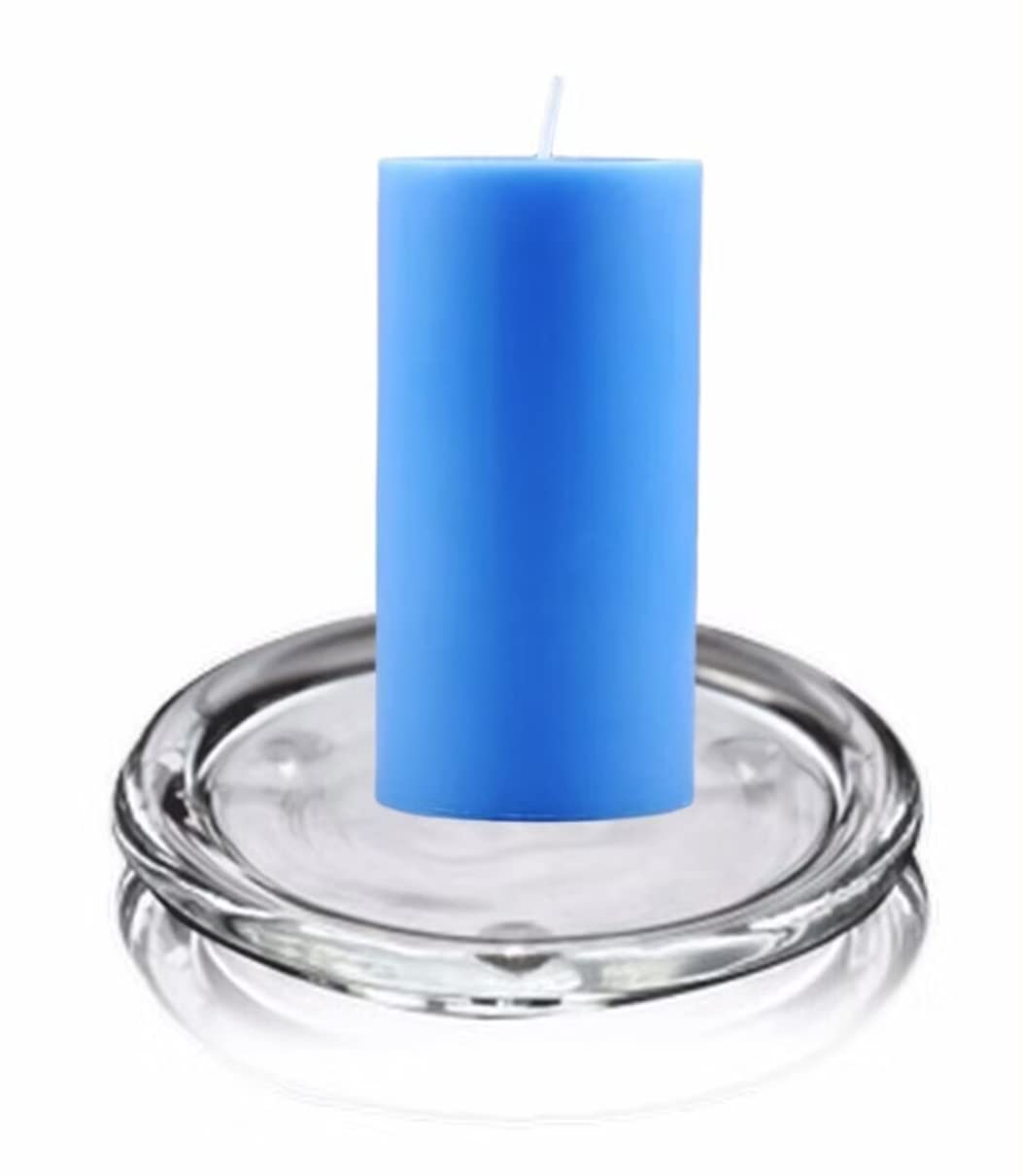 Cumuiu 4 Pack Glass Candle Holder 3" Clear Beautiful Transparent Round Candle Plate…