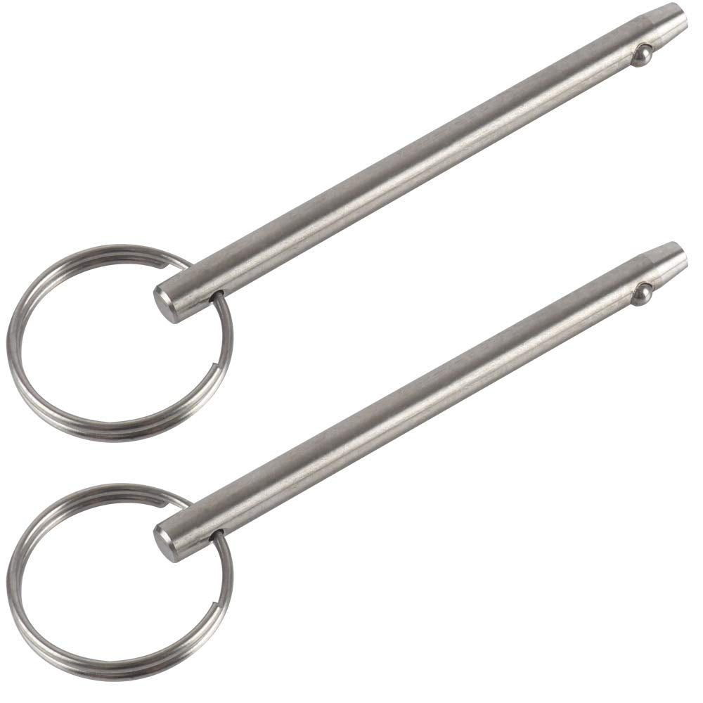 2 Pack Quick Release Pin, Diameter 0.197"(5mm), Overall Length 3"(76mm), Usable Length 2.4"(61mm), Full 316 Stainless Steel, Bimini Top Pin, Marine Hardware