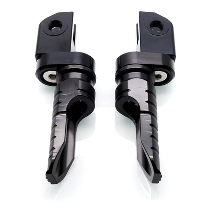 MZS Motorcycle Foot Pegs Front 360° Roating Rider Footpegs Black CNC Compatible with Daytona 675/R, Street Triple R/RS/RX/S, Speed Triple/R/RS/S, Speed Triple 1200 RR/RS, Speed Twin, Trident 660