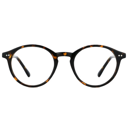 TIJN Blue Light Blocking Glasses Men Women Vintage Thick Round Rim Frame Eyeglasses(Whiskey Tortoise)