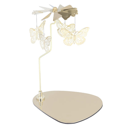 Candle Holder,Romantic European Stainless Steel Rotating Round Plate Aromatherapy Wind Candle Holder for Home Decor(#3)