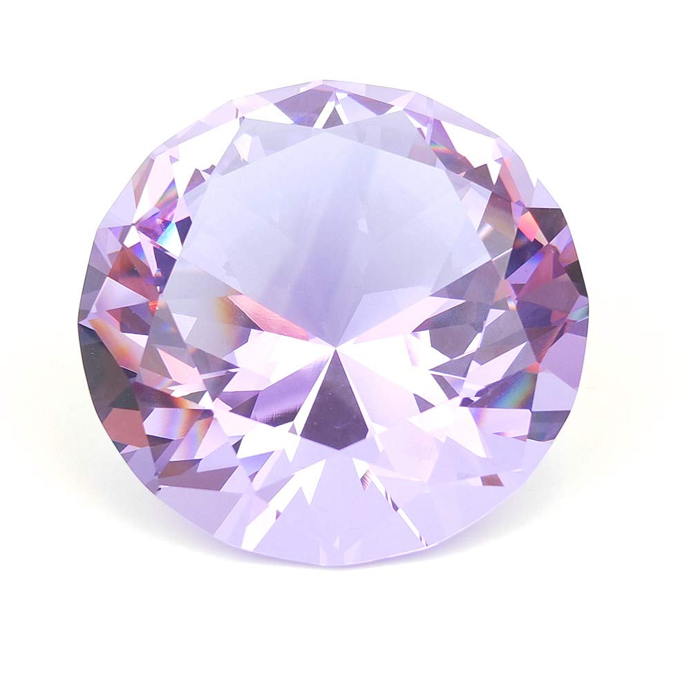 Crystal Glass Diamond Shaped Decoration 60mm Jewel Paperweight,Gift Decoration Idea for Christmas, Thanksgiving and Birthday (Purple)