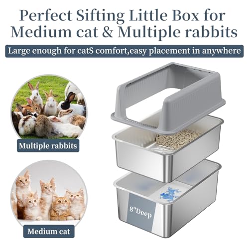 19.7''x13.8''x13.8'' Enclosed Stainless Steel Litter Box with Lid