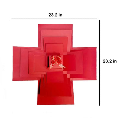 5-Layer creative explosion gift box, gift wrap box. Creating a 5-Layer of various gifts by yourself. An ideal, mysterious self-made gift for birthday, Christmas and anniversaries. (Red, Square)