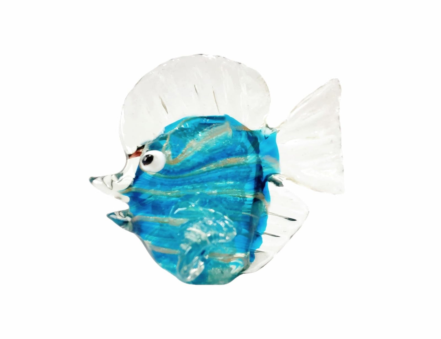 WF Hand Blown Glass Sculpture, Glass Fish Figurines Tropical Fish Sea Animal Figurine Collection Home Tabletop Decoration Ornaments - for Birthday Wedding and The Holiday Party