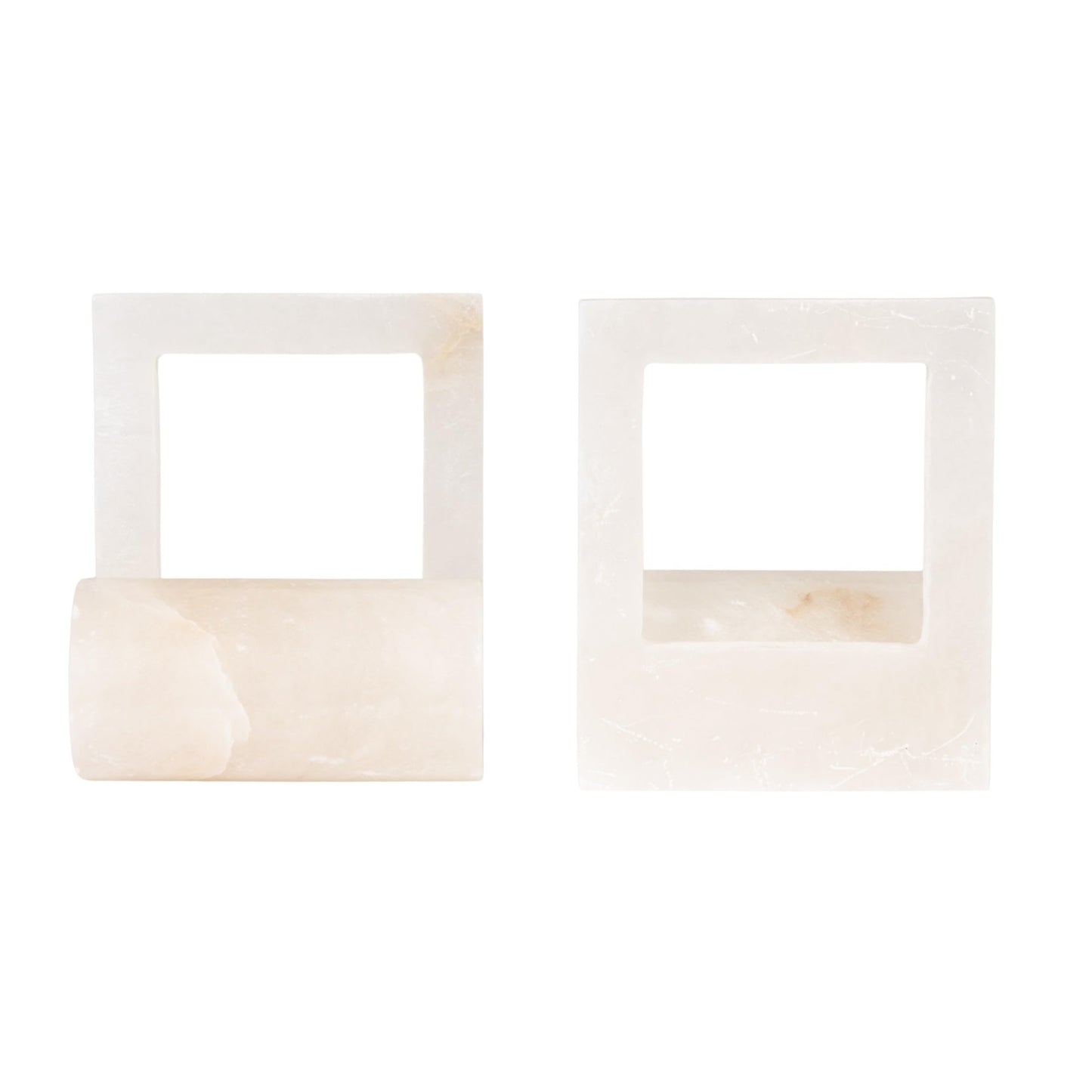 Creative Co-Op 2-Piece Alabaster Bookends with Cut-Outs, Translucent White