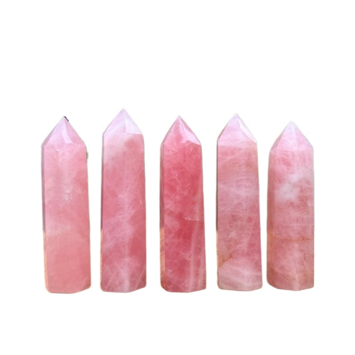 YOUNAIERZX 3-4in Natural Rose Quartz Crystal Tower Point Pink Gemstone Obelisk Heart Chakra Healing Self Love Energy Stone