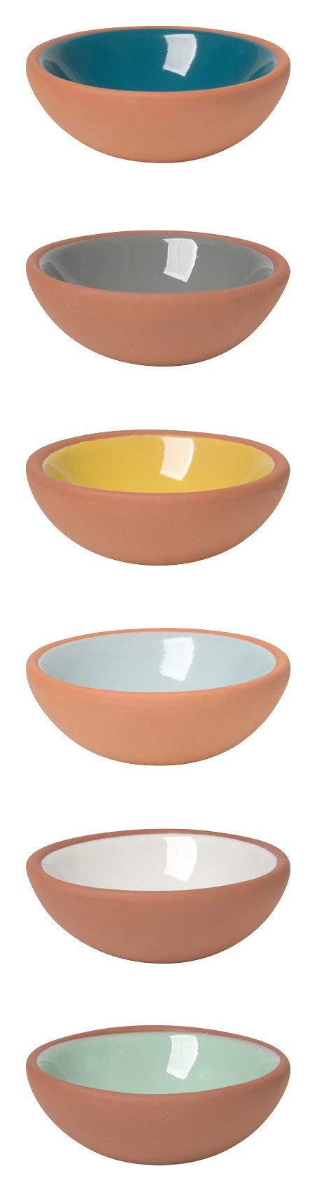 Now Designs Terracotta Pinch Bowl Set, Soy Sauce Dish, Set of 6, 1 oz, Multicolor