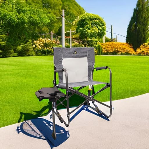 GCI Outdoor Freestyle Rocker Portable Folding Rocking Chair, Outdoor Camping Chair with Side Table