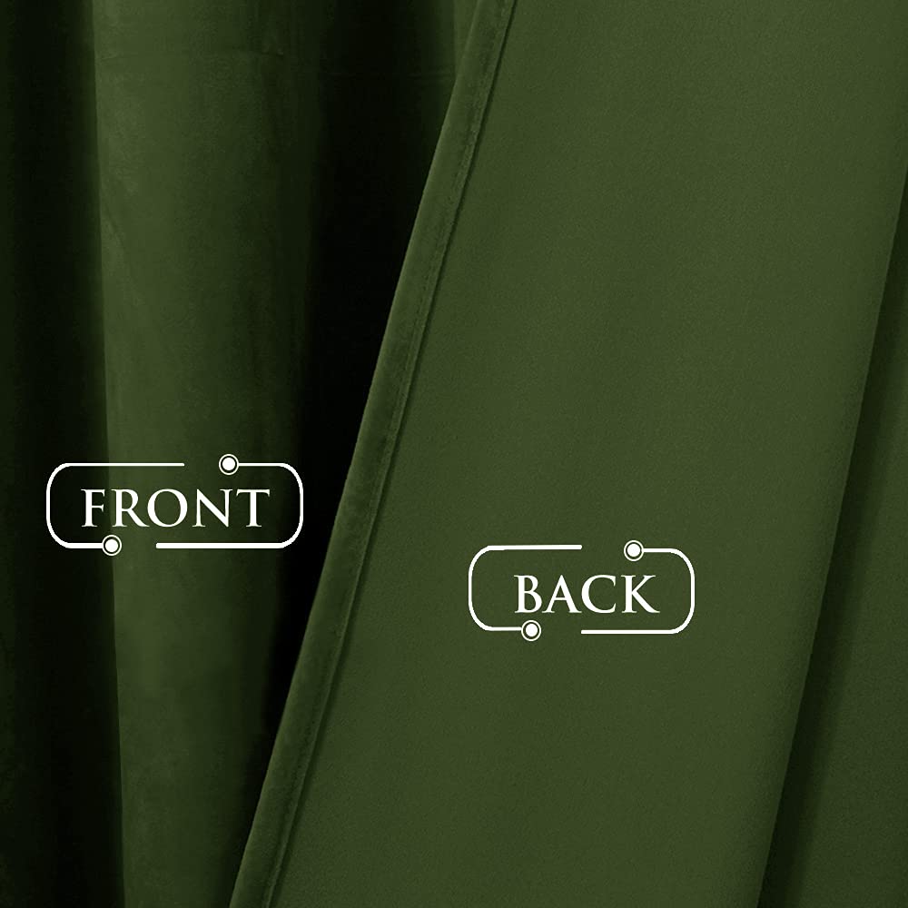 StangH Moss Green Curtains 108 inches Long - Luxury Velvet Room Darkening Sliding Door Drapes Thermal Insulated Soundproof Room Dividers for Closet, W52 x L108, 2 Panels