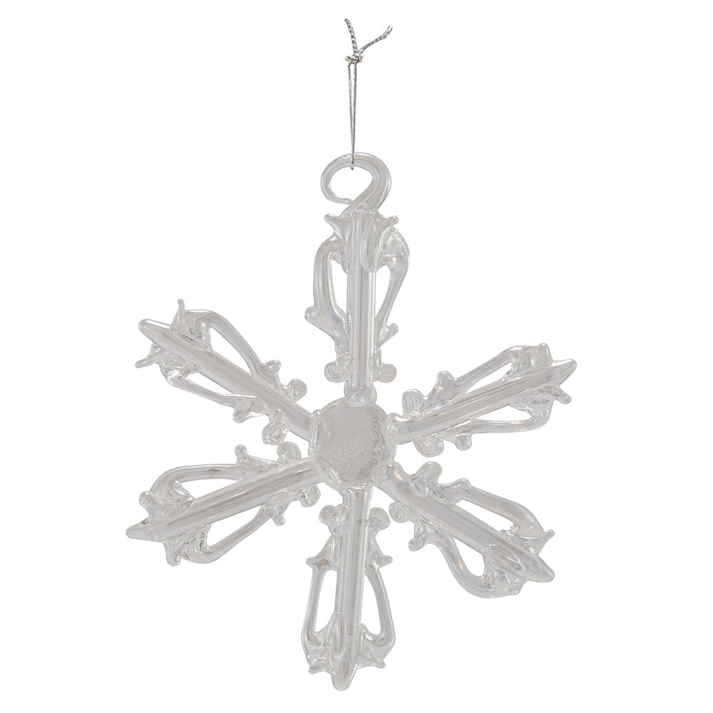 Kurt Adler 2" Glass Iridescent Snowflake Ornaments, 12-Piece Set for Christmas