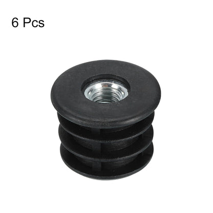 Uxcell 6-Pack Round Tube Inserts with M8 Thread, for 25mm/0.98" OD Tube, Black Plastic Plugs for Furniture Legs, Chair End Caps